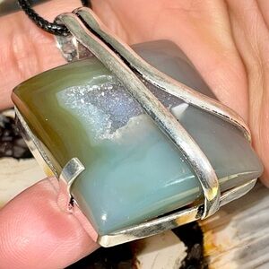 Thick Botswana Agate Pendant 1 7/8”